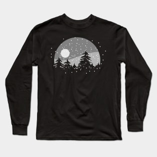 Winter forest in the night Long Sleeve T-Shirt